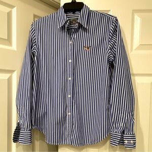 American Living Women’s Striped Navy LS Shirt EUC